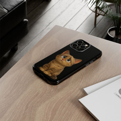 Cute sad kitty print phone case for iPhone, protective and stylish, by Printify, featuring a sad kitten design.
