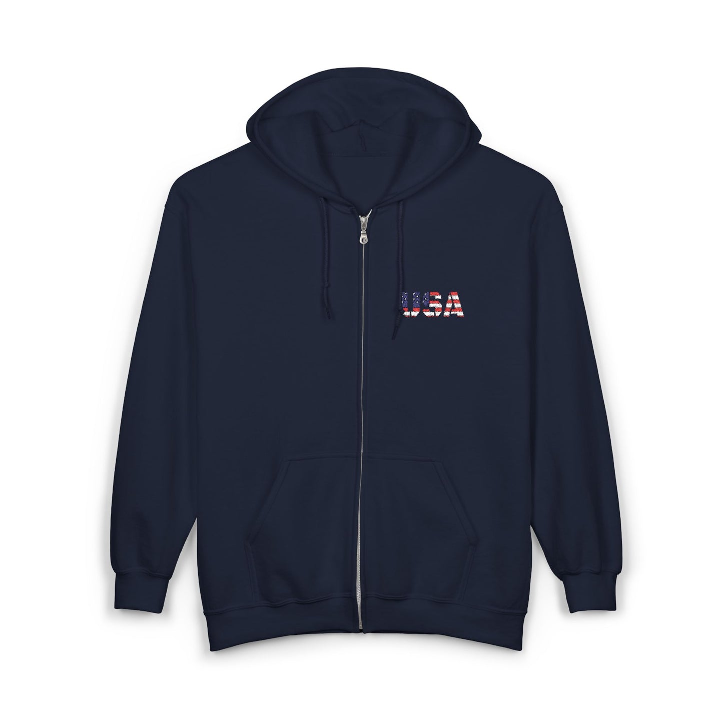 USA Flag Full Zip Hoodie - Unisex Sweatshirt for Independence Day, Patriotic Apparel, Casual Wear, Gifts for Veterans - TRV