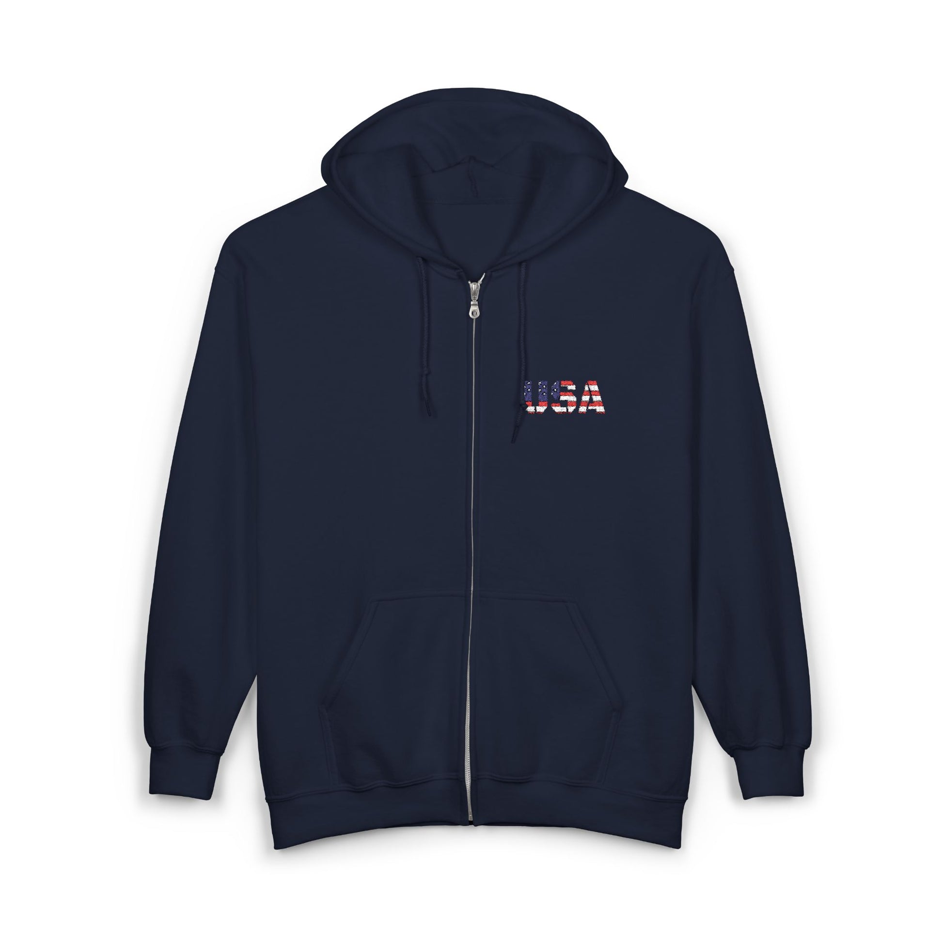 USA Flag Full Zip Hoodie - Unisex Sweatshirt for Independence Day, Patriotic Apparel, Casual Wear, Gifts for Veterans - TRV