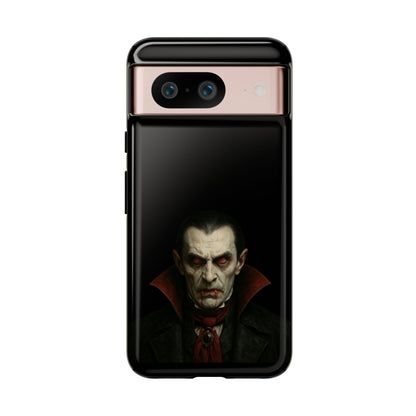 Gothic Dracula vampire portrait phone case for iPhone, featuring horror-themed artwork by Printify.