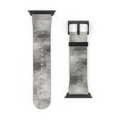 Gray watercolor camouflage Apple Watch band with neutral abstract design, accessory compatible with Apple Watch models.