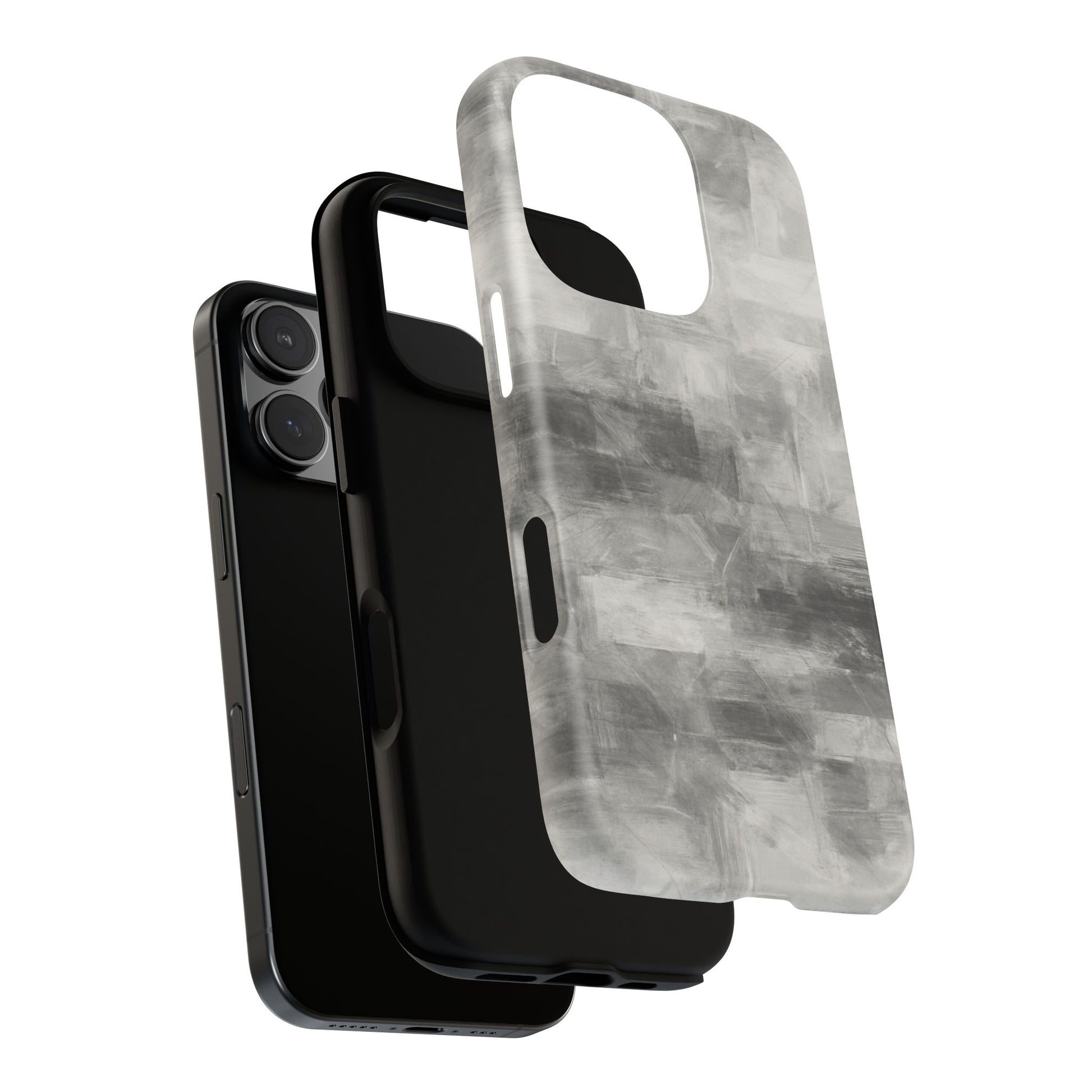 Abstract gray grid phone case for iPhone, tough protective cover by Printify with modern geometric design.