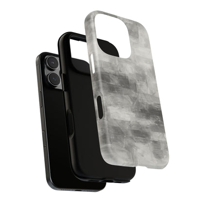Abstract gray grid phone case for iPhone, tough protective cover by Printify with modern geometric design.