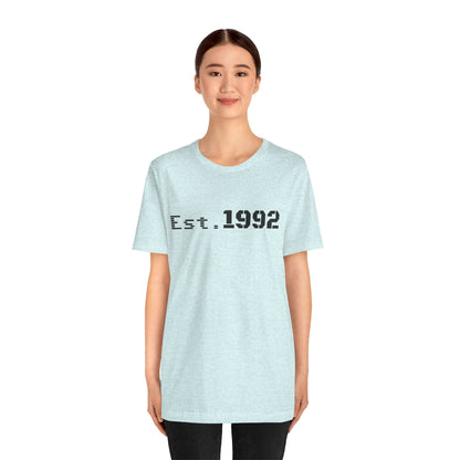 Vintage-style Est. 1992 T-Shirt by Printify featuring retro design and classic birth year graphic on soft fabric.
