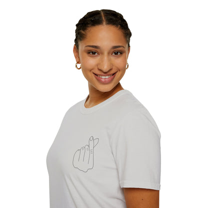 Trendy Unisex Softstyle T-Shirt with Love Hand Gesture Design