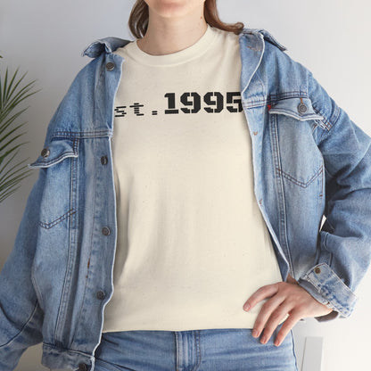 Unisex Heavy Cotton Tee - Est. 1995, Vintage Birthday Gift, Customizable Tee, Retro Unisex Shirt, Casual Everyday Wear