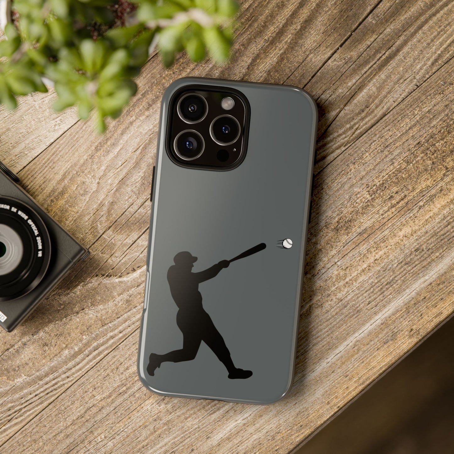 Printify baseball batter phone case, tough protective smartphone cover with baseball player design for fans.