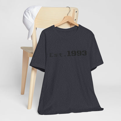 Vintage 1993 Est. T-Shirt by Printify featuring a classic born in 1993 design on a casual cotton tee.