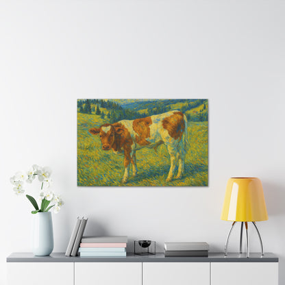Cow Art Canvas Print, Rustic Farmhouse Decor, Animal Lover Gift, Country Wall Art, Thoughtful Homewarming - TRV