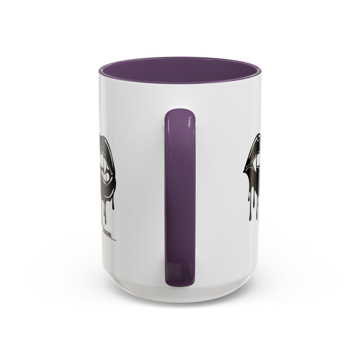 Black Dripping Bite Coffee Mug by Printify, 11oz or 15oz ceramic mug with a dripping bite design on a black accent surface.