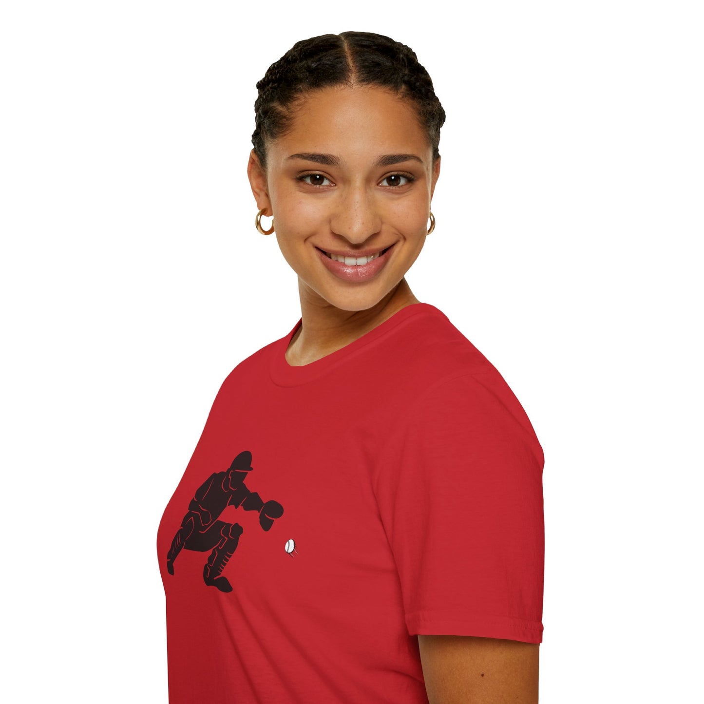 Baseball Catcher Unisex Softstyle T-Shirt, Sports Apparel, Gift for Athletes, Workout Gear, Casual Wear, Special Occasions