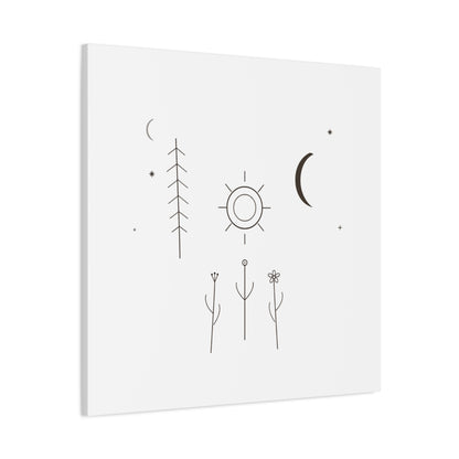 Minimal Sun Moon Botanical Canvas | Stretched Matte Wall Art