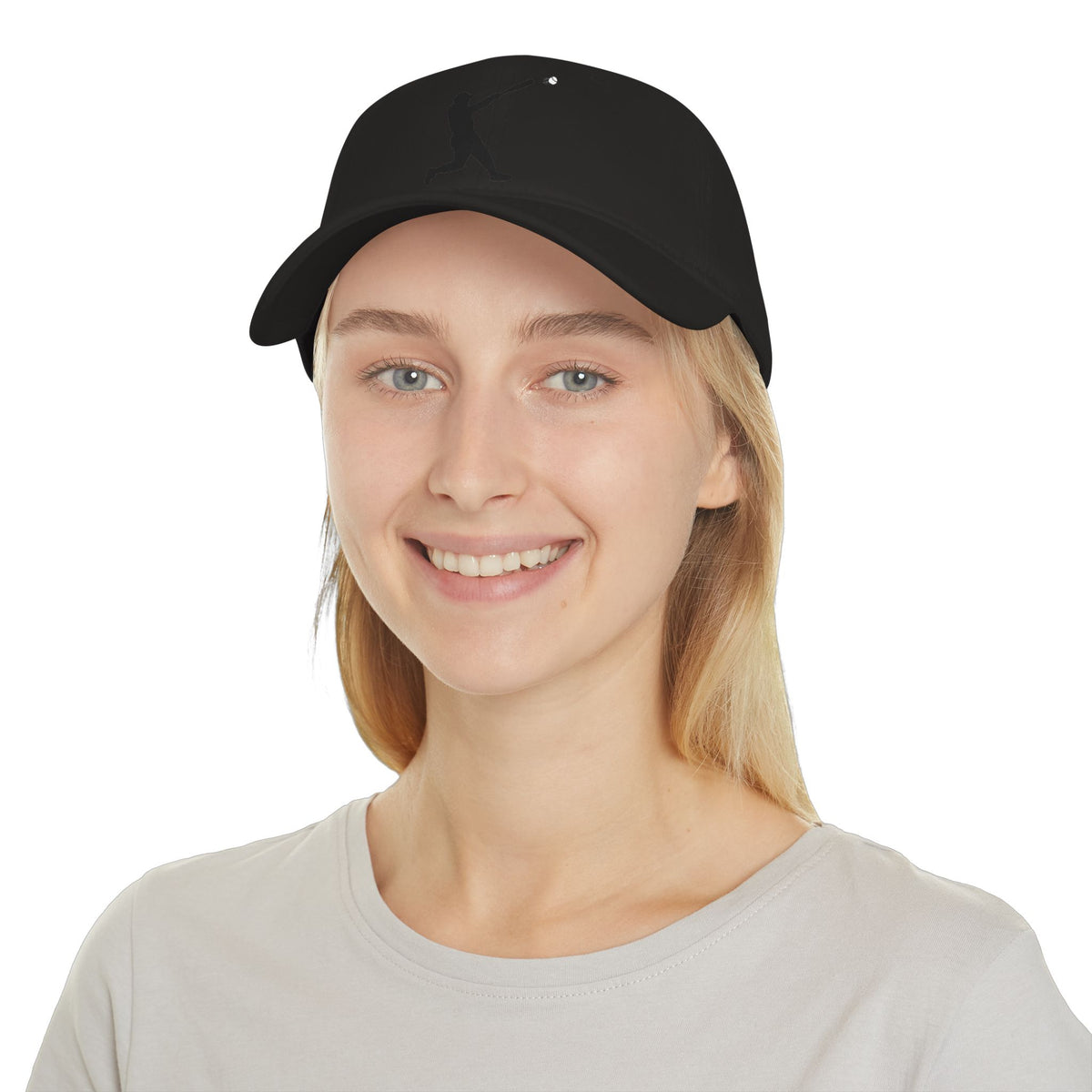 Silhouette Batter baseball cap by Printify, featuring a classic hat design with a batter silhouette graphic on the front.