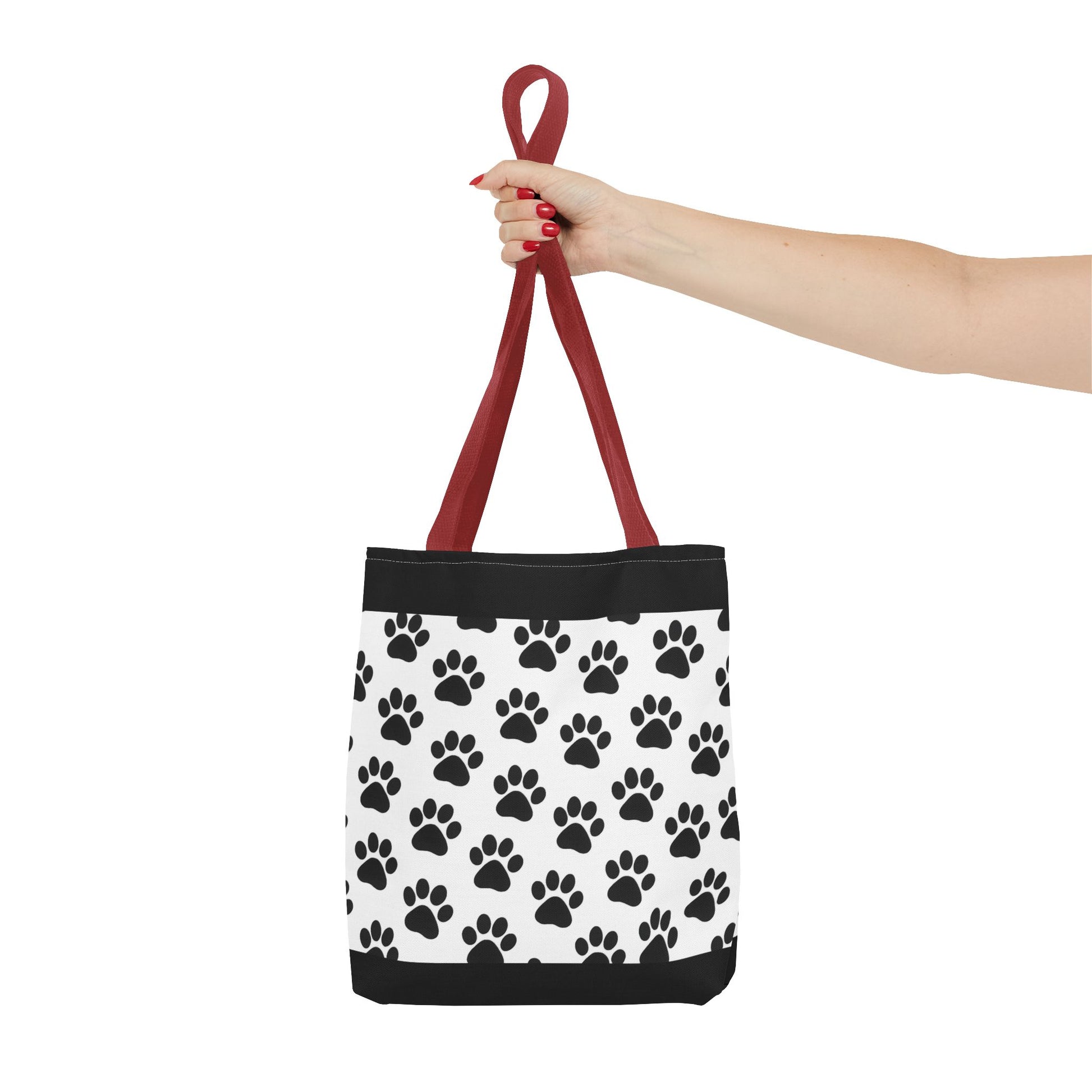Eco-friendly tote bag with paw print design, perfect for dog and cat lovers, made by Printify.