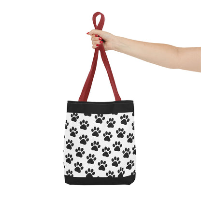 Eco-friendly tote bag with paw print design, perfect for dog and cat lovers, made by Printify.