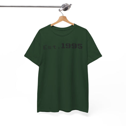 Unisex Heavy Cotton Tee - Est. 1995, Vintage Birthday Gift, Customizable Tee, Retro Unisex Shirt, Casual Everyday Wear
