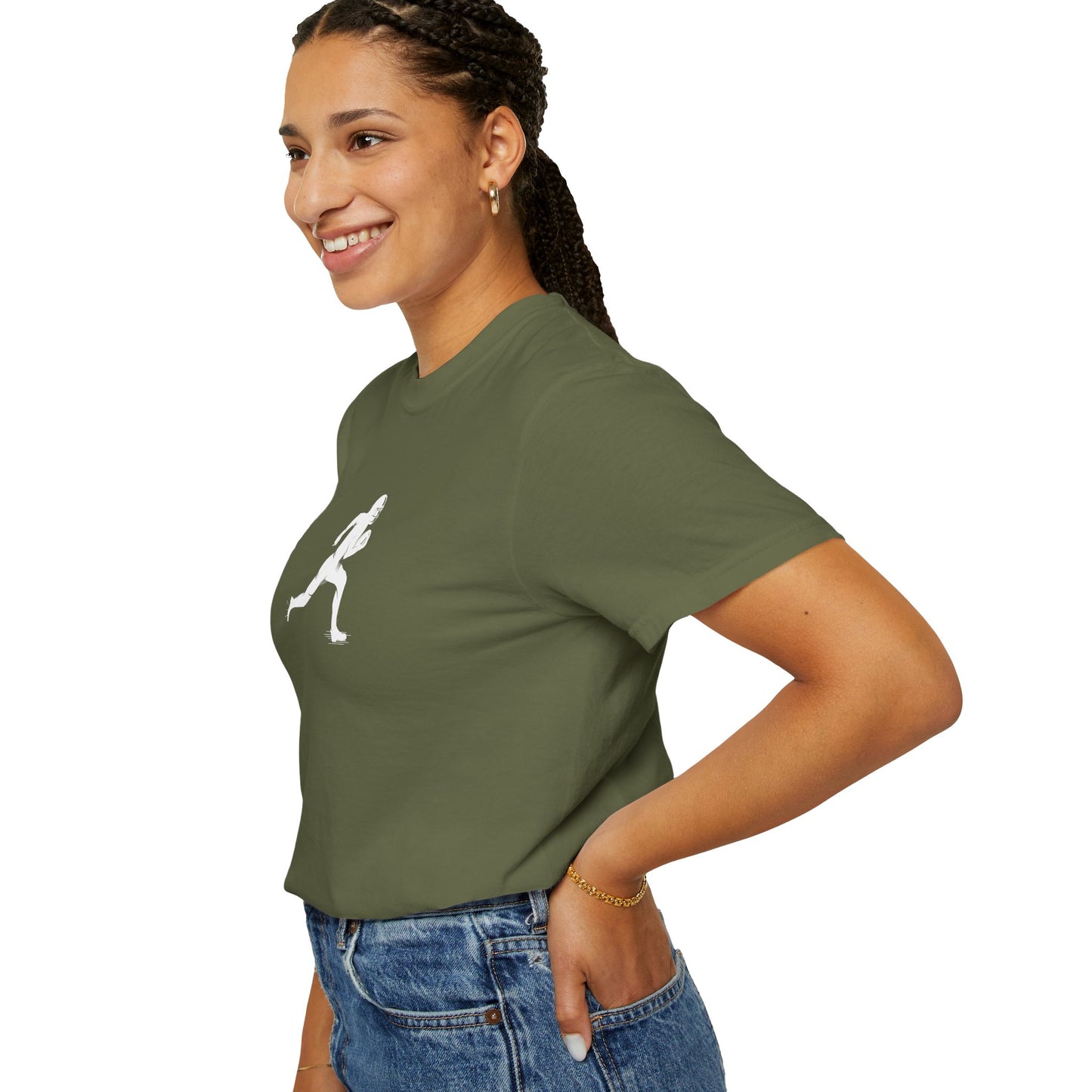 Sporty Unisex Garment-Dyed T-Shirt with Football Player Graphic, Activewear, Casual Wear, Gift for Runners, Fitness Apparel, Everyday Style