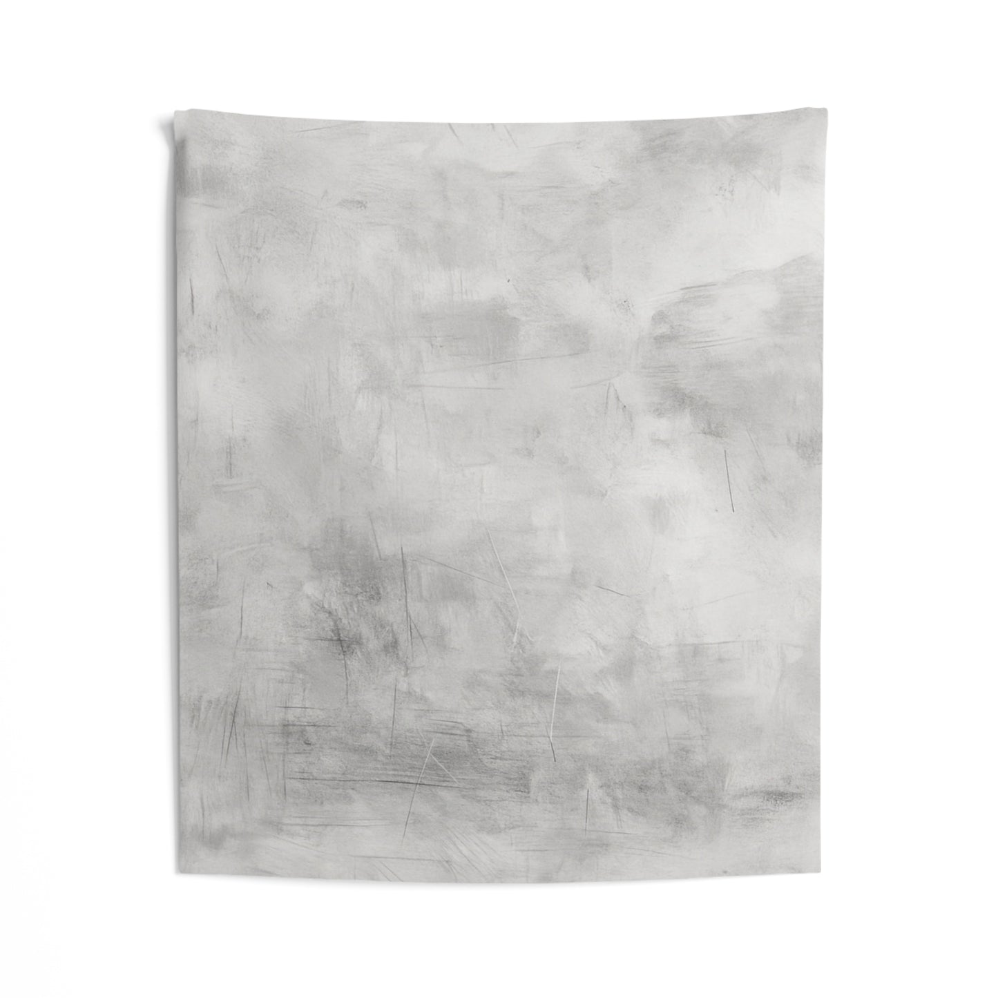 Gray modern minimalist boho wall tapestry hanging, decorative fabric wall decor for living room or bedroom.