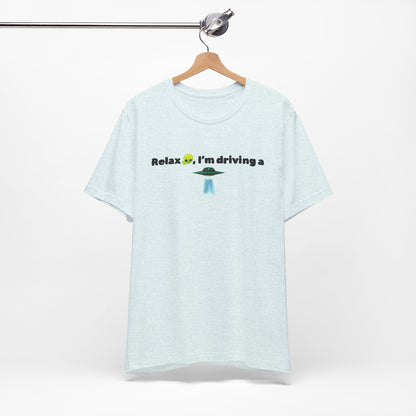 Alien Driving Unisex Tee - Fun Casual Shirt, Gifts for UFO Lovers, Quirky Humor T-Shirt, Perfect for Road Trips, Unique Birthday Present