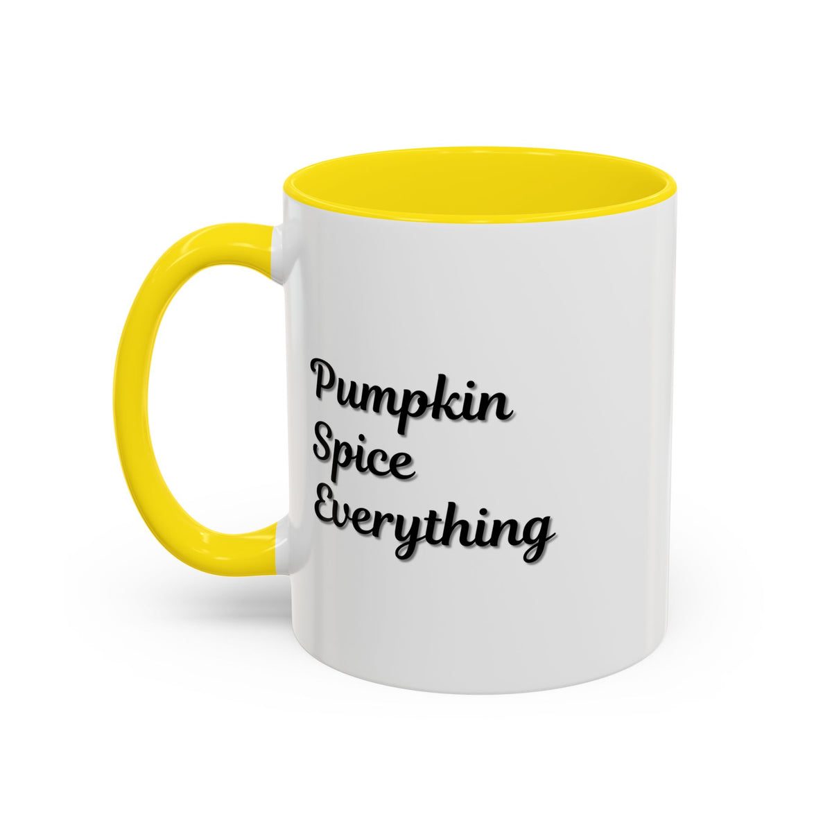 Pumpkin Spice Everything accent coffee mug by Printify, fall seasonal 11oz/15oz ceramic coffee cup with pumpkin and spice design.