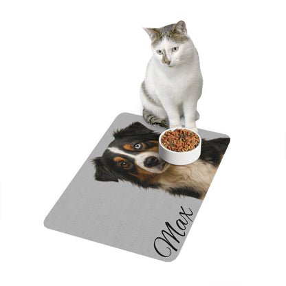 Personalized Dog Photo Pet Food Mat, 12x18 Custom Name Feeding Placemat