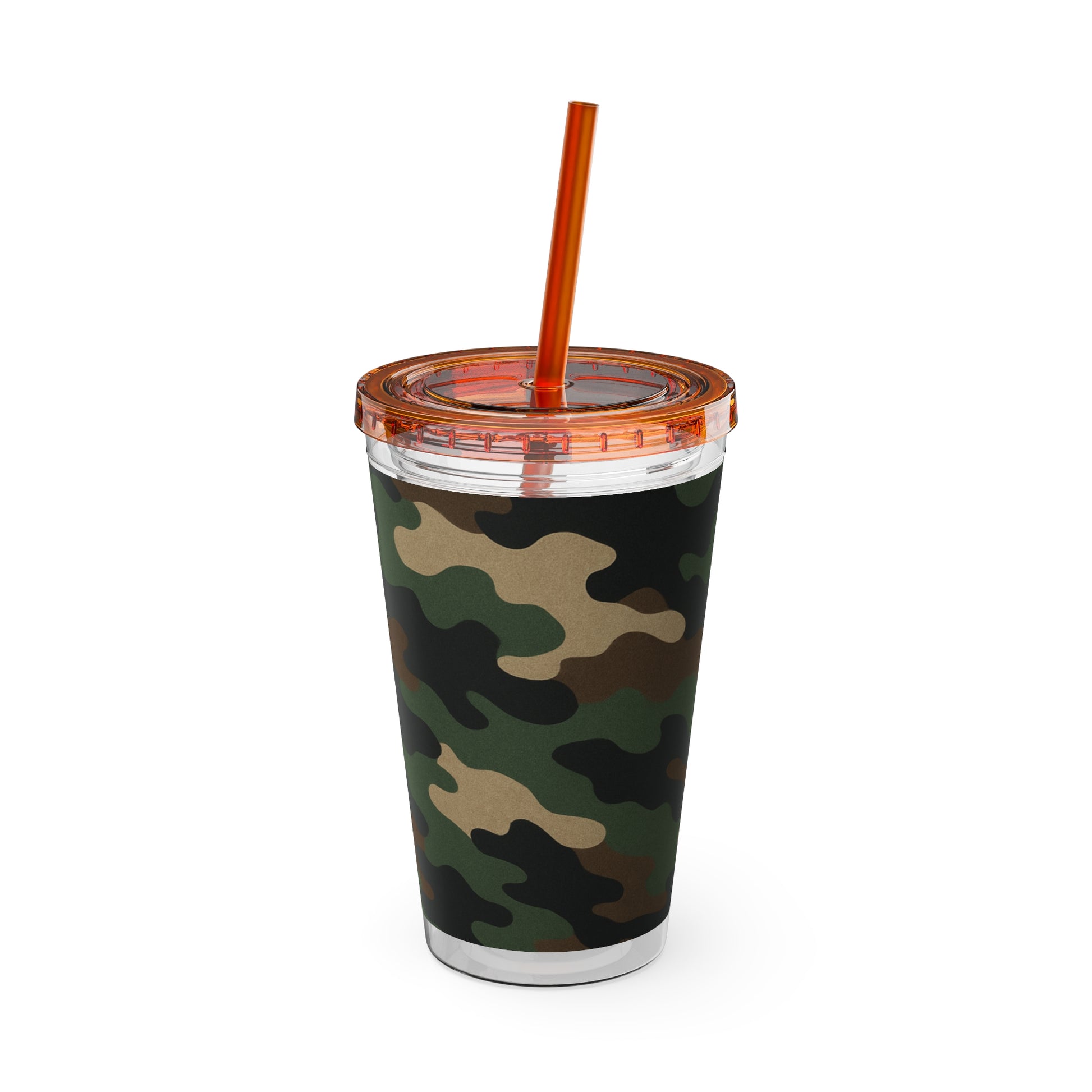 Stylish Camo Tumbler, 16oz Cup with Straw, Perfect for Outdoor Adventures, Gifts for Him, Travel Mug, Eco-friendly Drinkware, Camping - TRV
