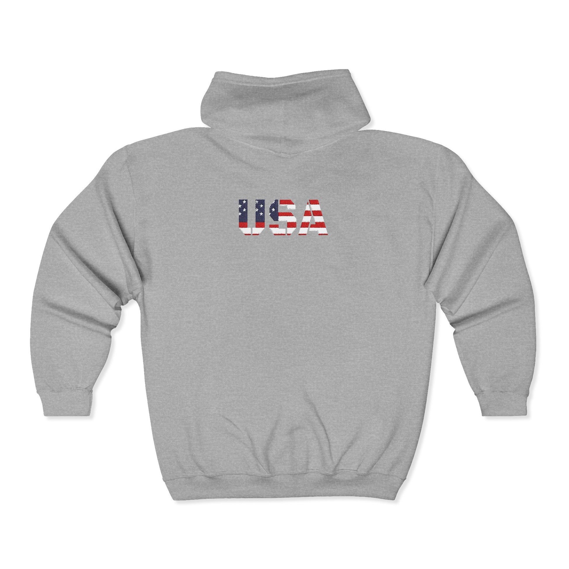 USA Flag Full Zip Hoodie - Unisex Sweatshirt for Independence Day, Patriotic Apparel, Casual Wear, Gifts for Veterans - TRV