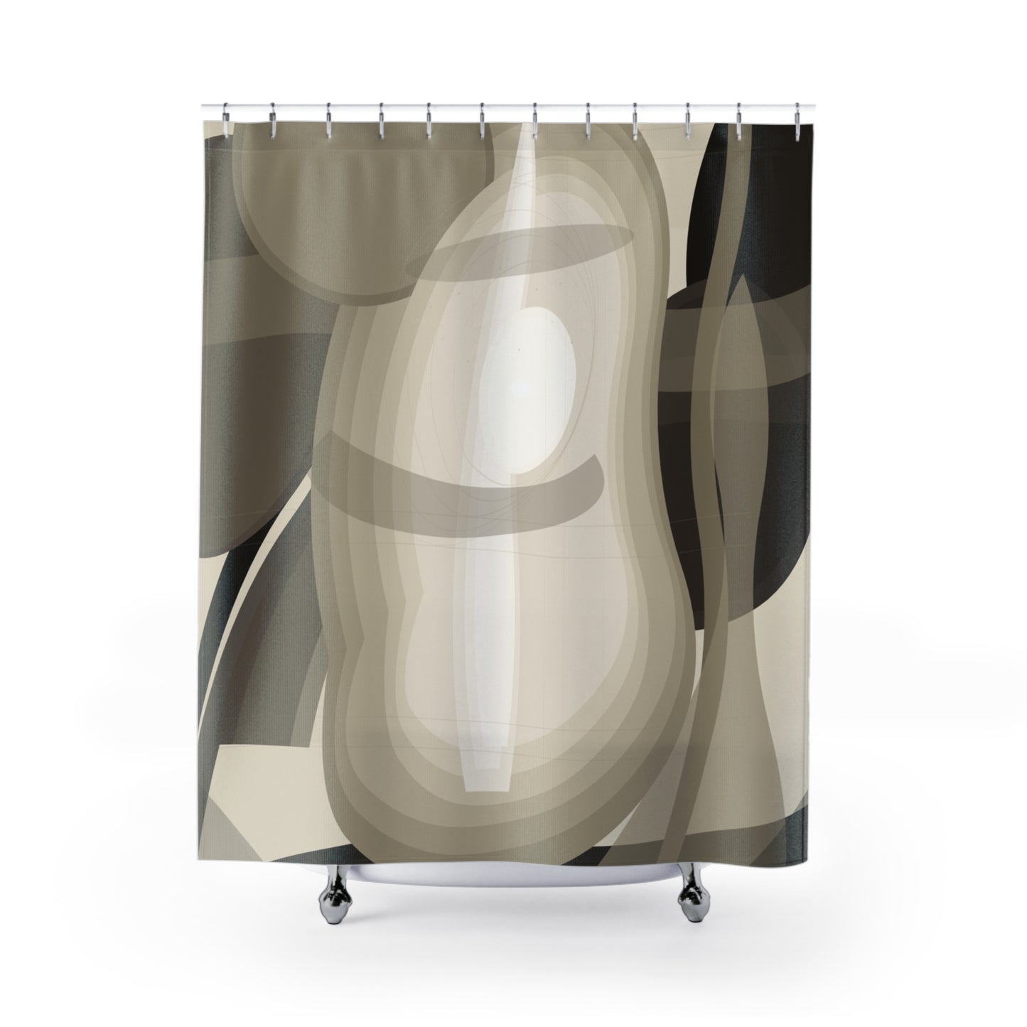 Neutral Abstract Shapes Shower Curtain | Modern Beige Geometric Bath Decor