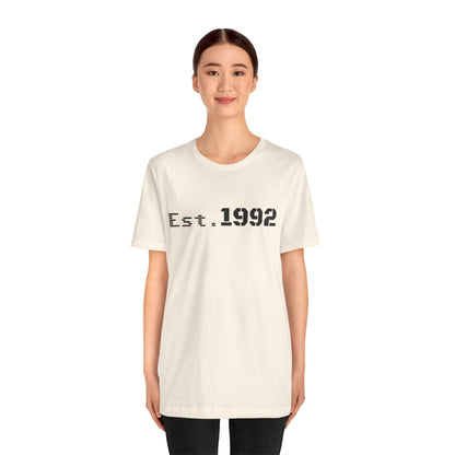 Retro vintage Est. 1992 T-shirt by Printify featuring classic design and birth year graphic on soft cotton fabric.
