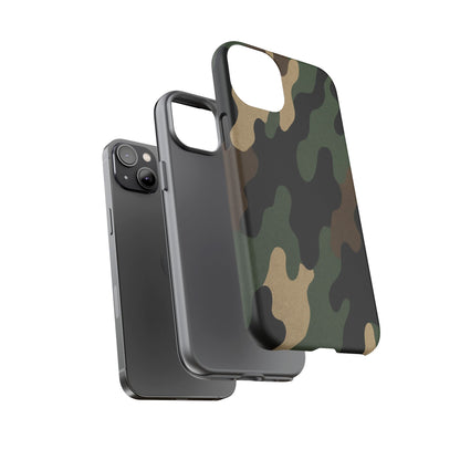 Military green camouflage tough phone case by Printify, rugged protective cover for smartphones with military-inspired design.