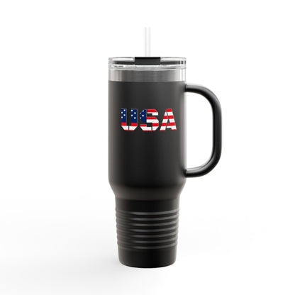 Insulated Travel Mug with USA Design - Perfect for Road Trips, Outdoor Adventures, and Gifts, 40oz Tumbler for Coffee, Tea, and More