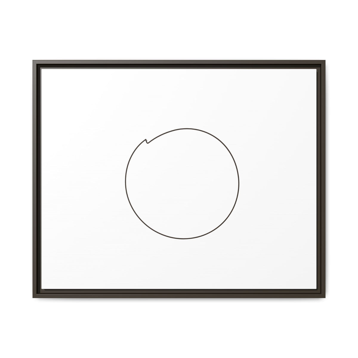 Framed matte canvas wall art featuring a minimal circular line design, by Printify, perfect for modern home decor.