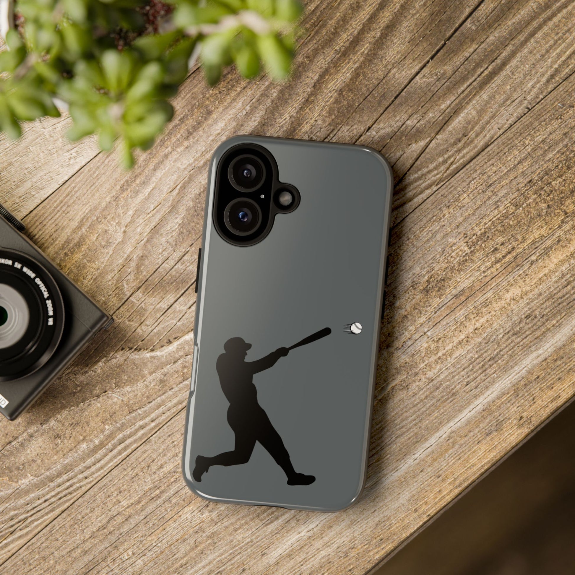 Printify baseball batter phone case, tough protective smartphone cover featuring a baseball player design for fans.