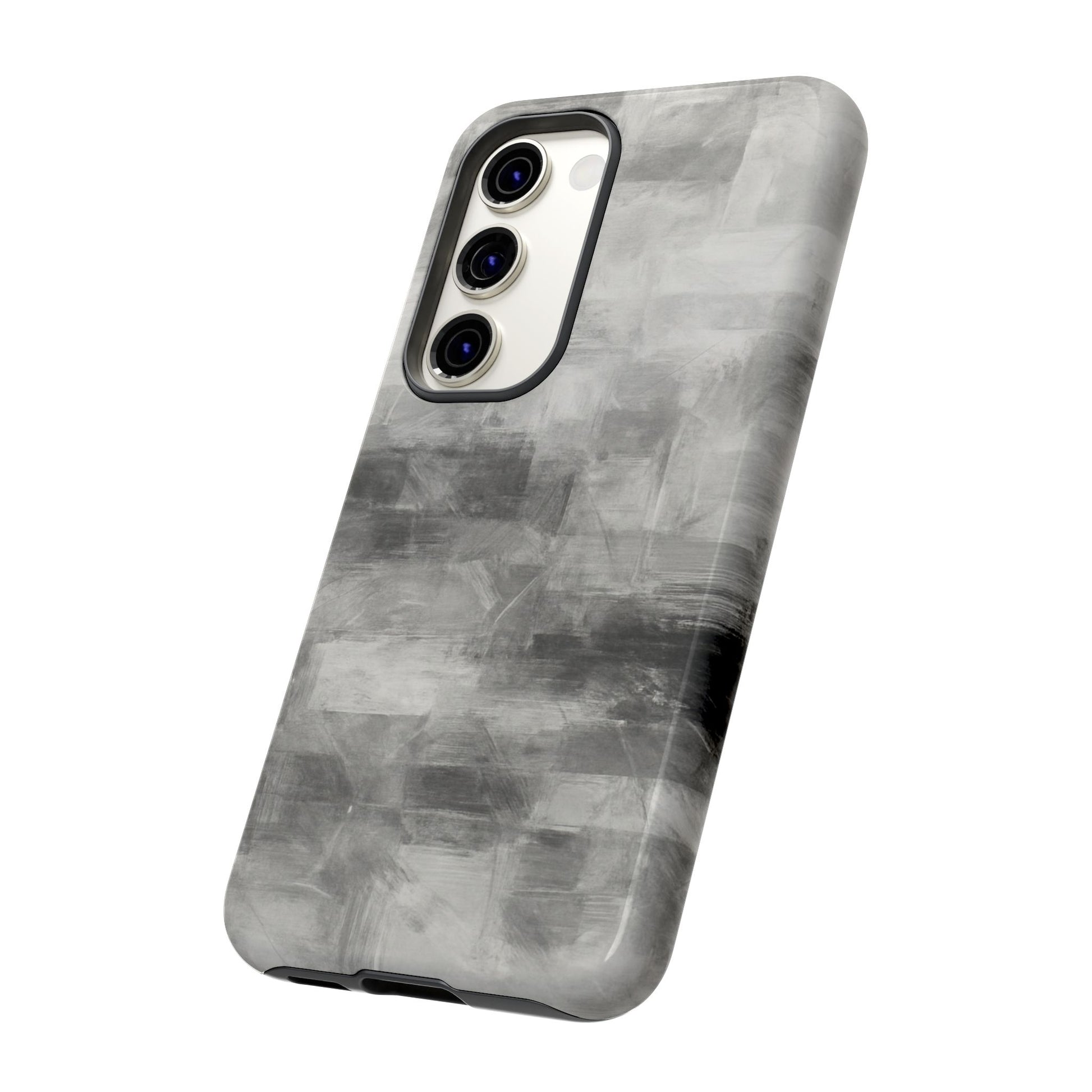 Abstract gray grid phone case for iPhone, tough protective cover by Printify with modern geometric design.