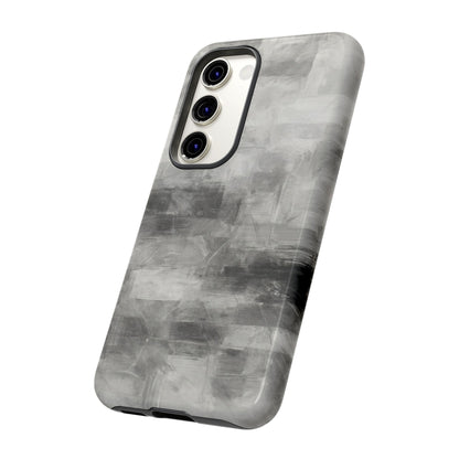 Abstract gray grid phone case for iPhone, tough protective cover by Printify with modern geometric design.