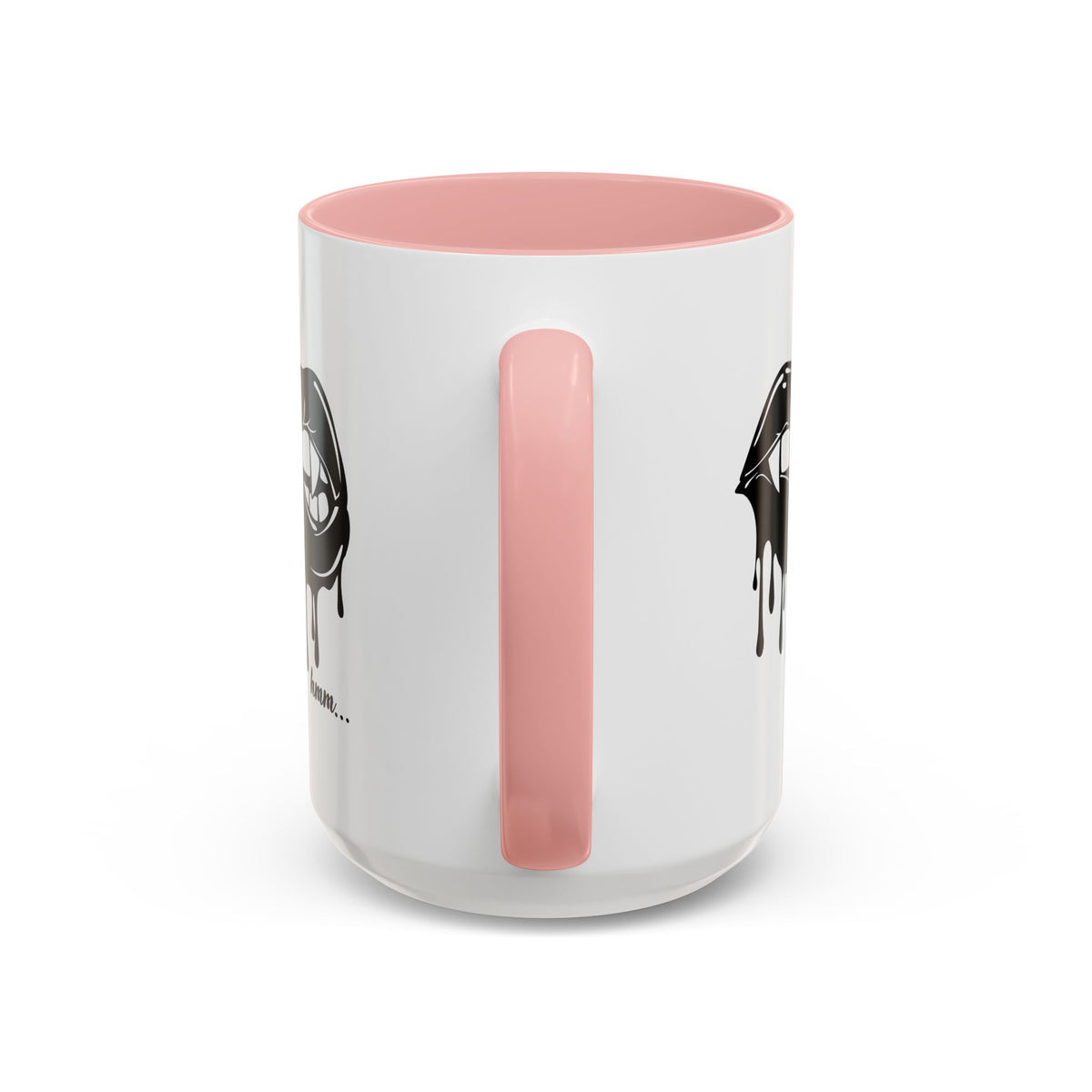 Black Dripping Lips Accent coffee mug with bite graphic, 11oz or 15oz, featuring bold, artistic lip design by Printify.