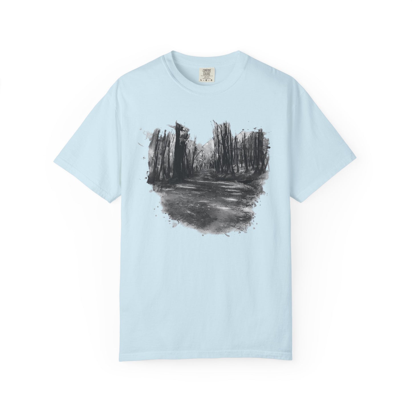 Artistic Forest Scene T-shirt | Nature Lover Gift, Outdoor Adventure Tee, Eco-Friendly Fashion, Vintage Inspired Clothing, Unisex Gift - TRV