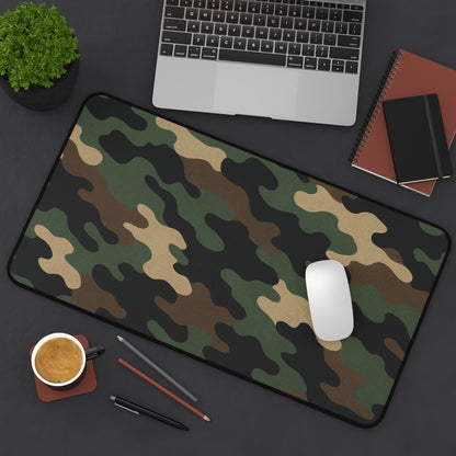 Large camouflage desk mat from Printify, featuring a camo pattern, ideal for office and gaming mouse pads.
