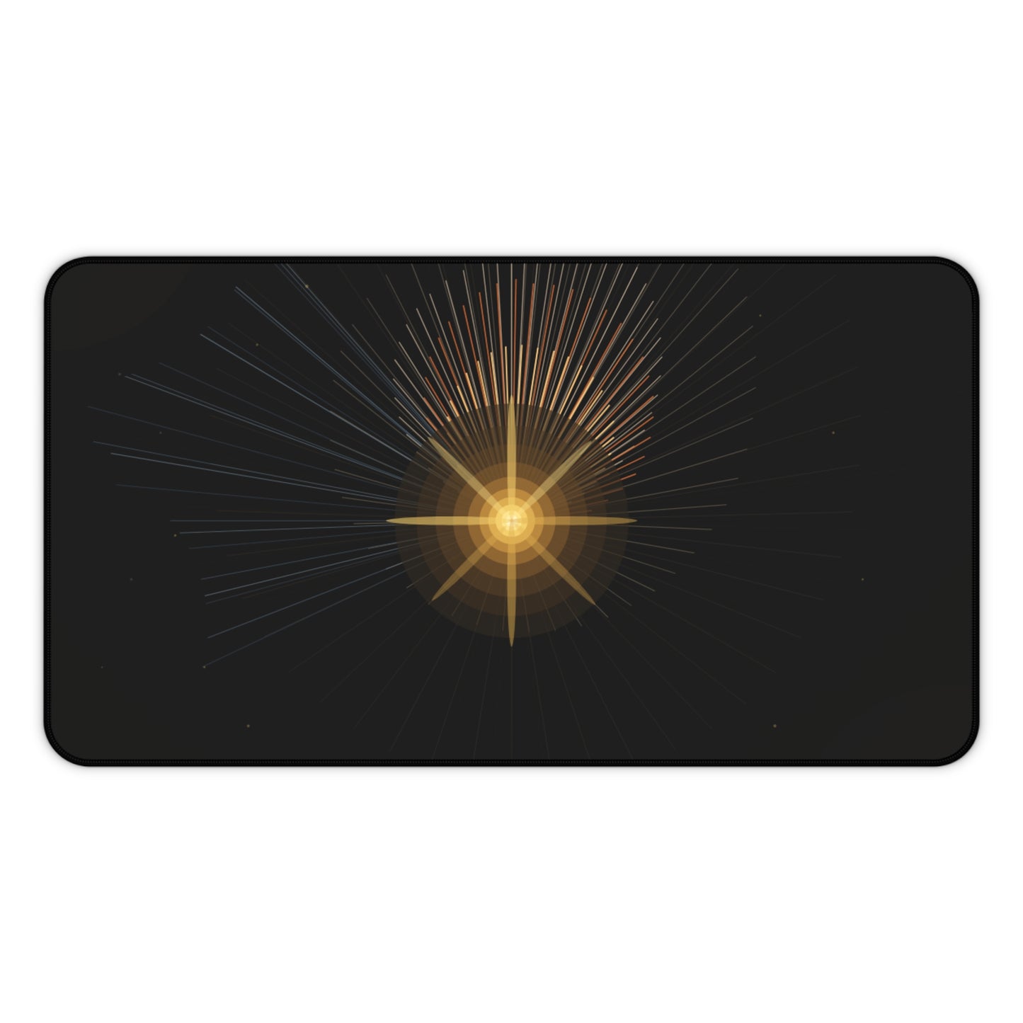 Golden Starburst Desk Mat | Celestial Radiant Light Mousepad - TRV