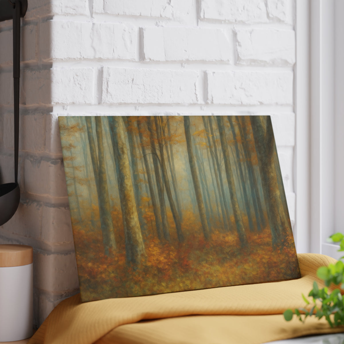 Autumn Woodland Misty Forest Glass Cutting Board - view 11
