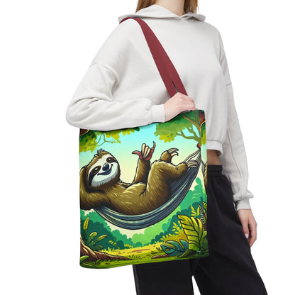 Printify sloth tote bag featuring a cute sloth illustration, eco-friendly cotton bag perfect for animal lovers and everyday use.