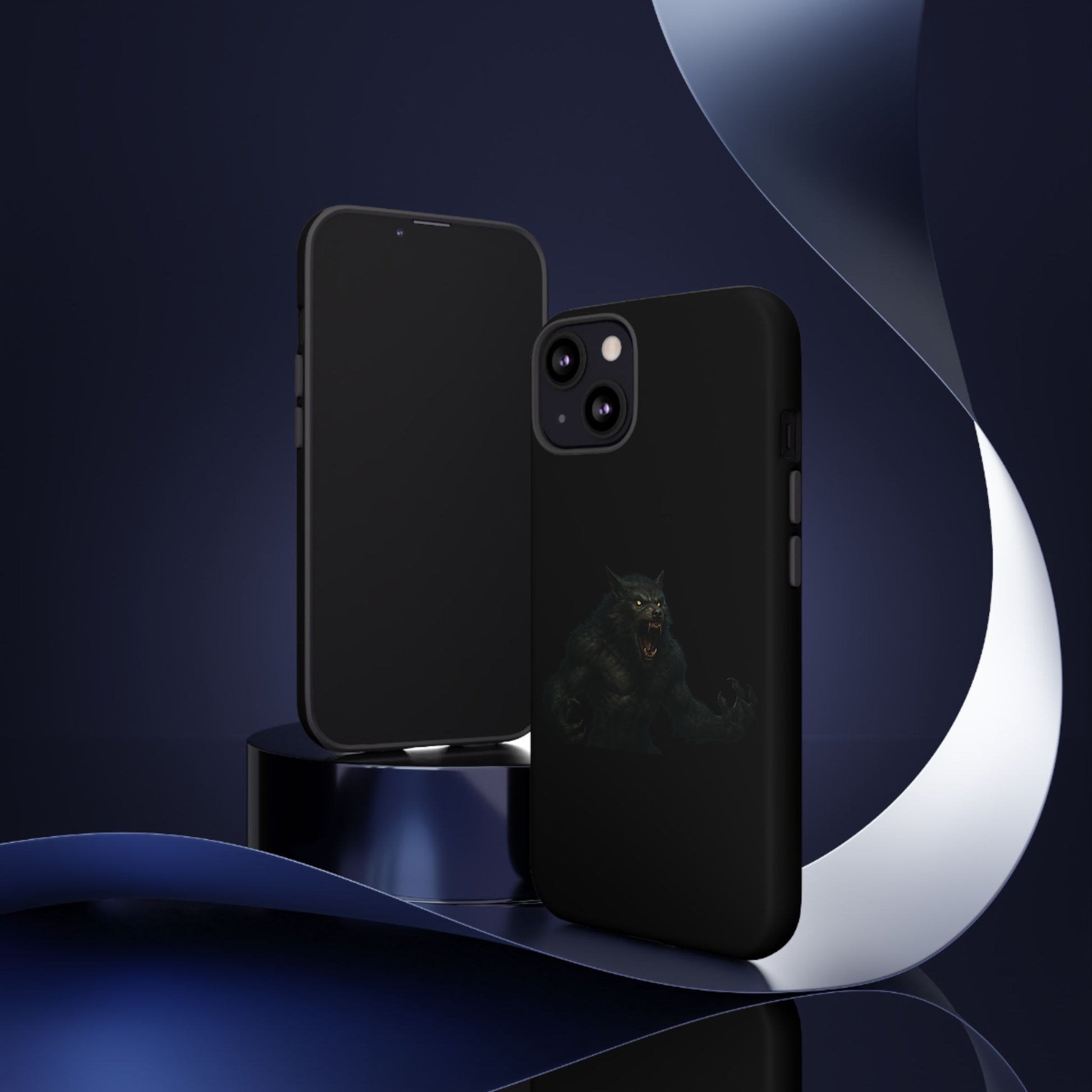 Werewolf phone case with dark monster graphic, tough protective design for smartphones, by Printify.