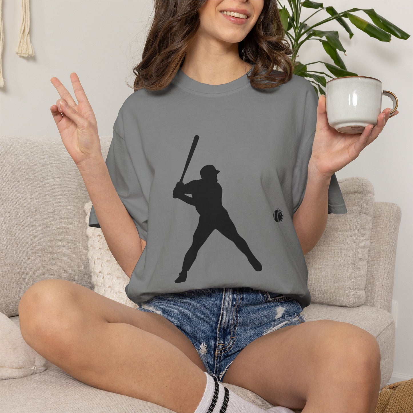 Unisex Baseball Silhouette Tee, Casual Wear, Sports Fan Apparel, Gift for Athletes, Summer Outing Outfit, Soft Cotton Shirt
