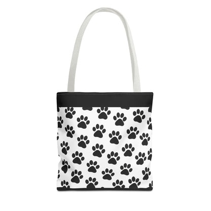 Eco-friendly paw print tote bag by Printify featuring a playful paw design, perfect for dog and cat lovers.