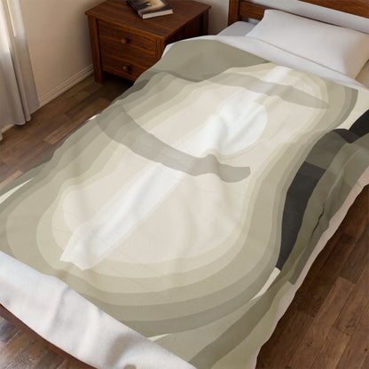 Abstract Neutral Shapes Velveteen Plush Blanket | Modern Minimalist Art