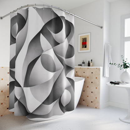 Abstract Monochrome Geometric Shower Curtain | Black White Curves
