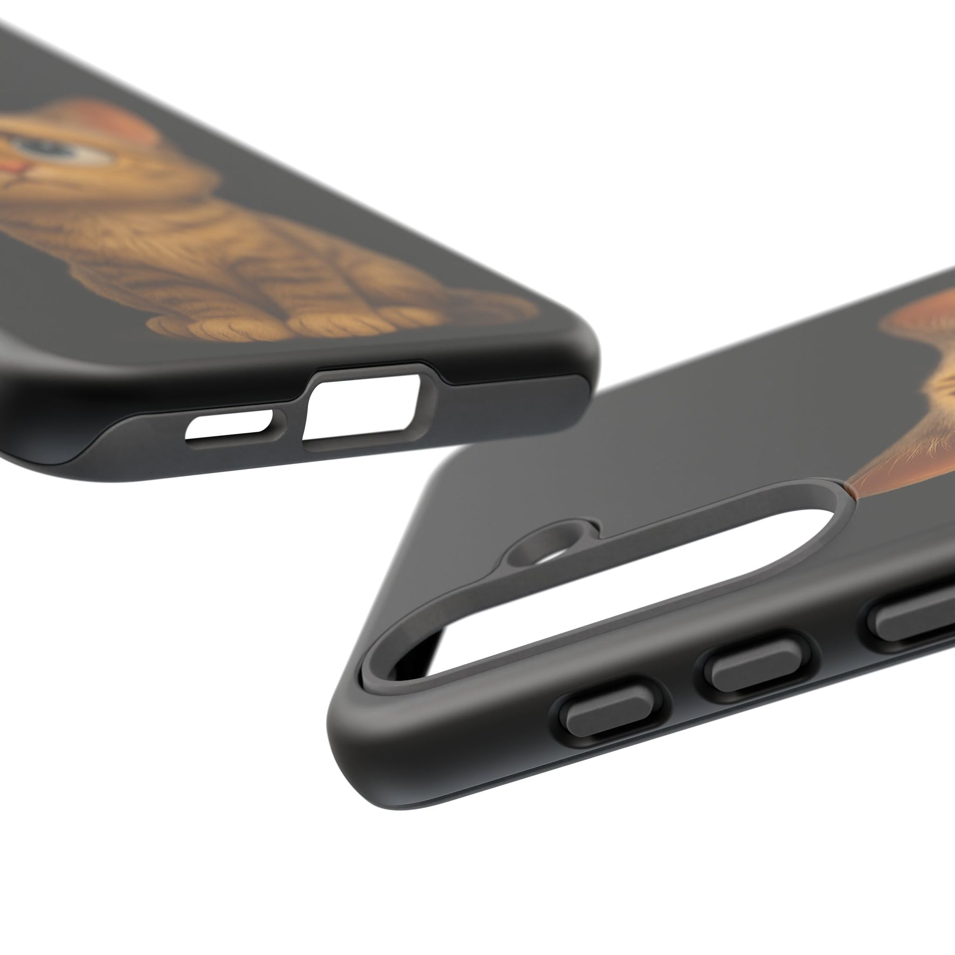 Cute sad kitty print phone case for iPhone, protective cat-themed accessory from Printify featuring a sad kitten design.