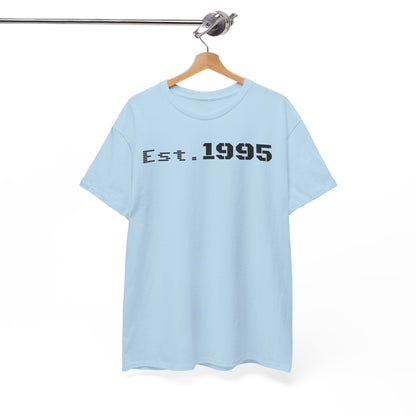 Unisex Heavy Cotton Tee - Est. 1995, Vintage Birthday Gift, Customizable Tee, Retro Unisex Shirt, Casual Everyday Wear