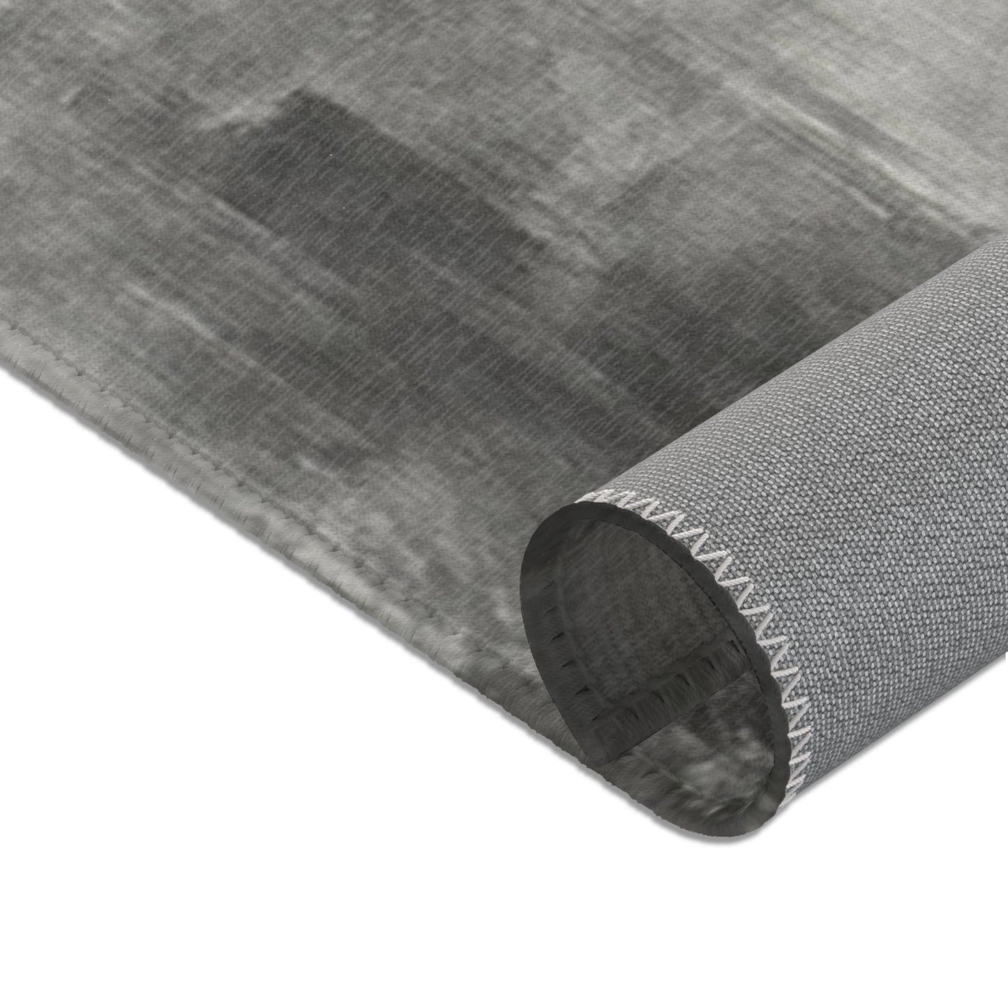Abstract gray watercolor area rug by Printify, modern neutral design, perfect for living room accents.