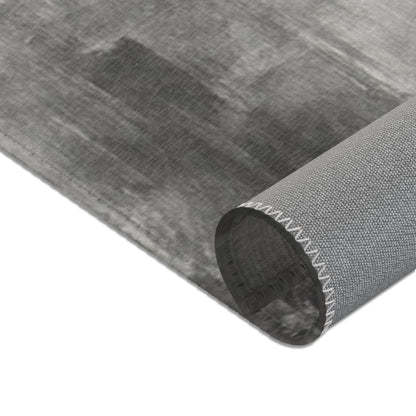 Abstract gray watercolor area rug by Printify, modern neutral design, perfect for living room accents.